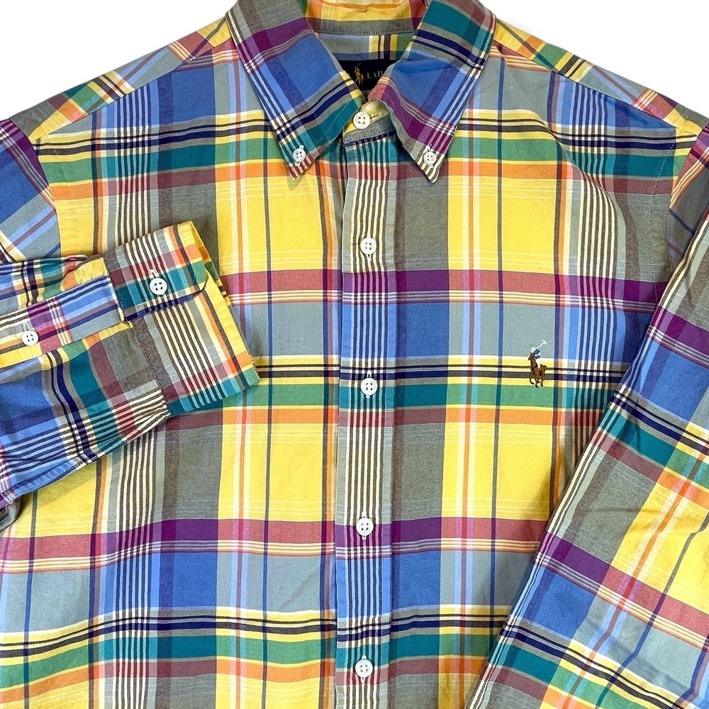 Ralph Lauren Polo Plaid Button Down Shirt Men's Medium Multicolor 100% Cotton